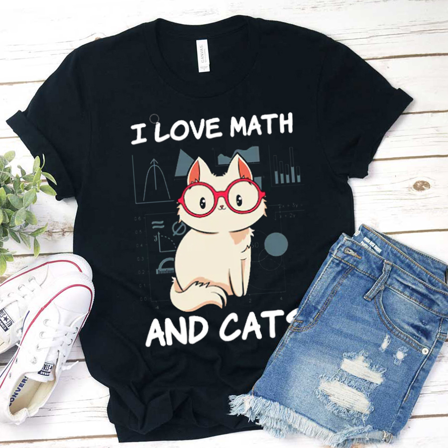 I Love Math And Cats Funny T-Shirt