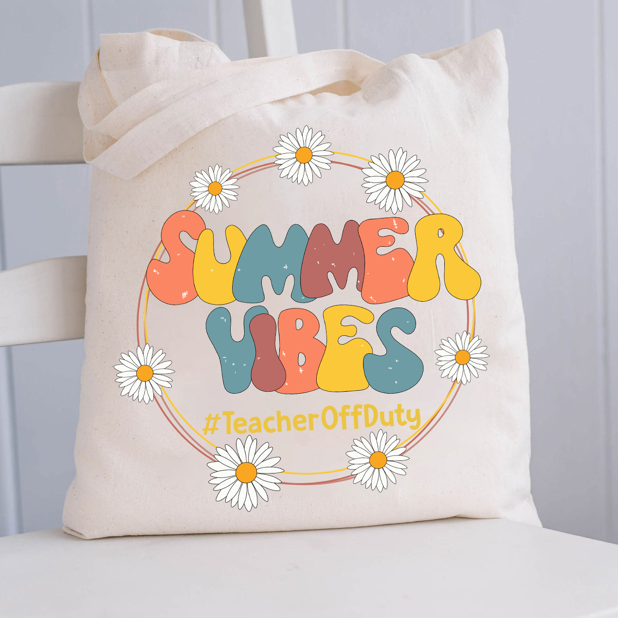 Summer Vibes Teacher Off Duty Tote Bag