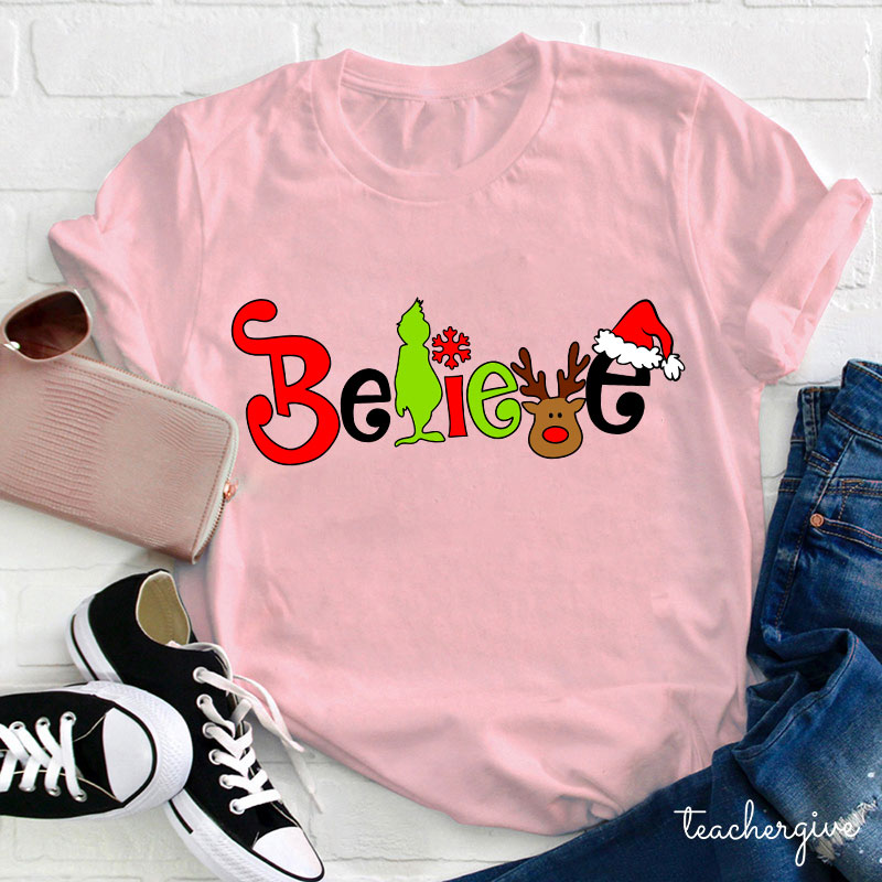What A Merry Winter Believe Teacher T-Shirt