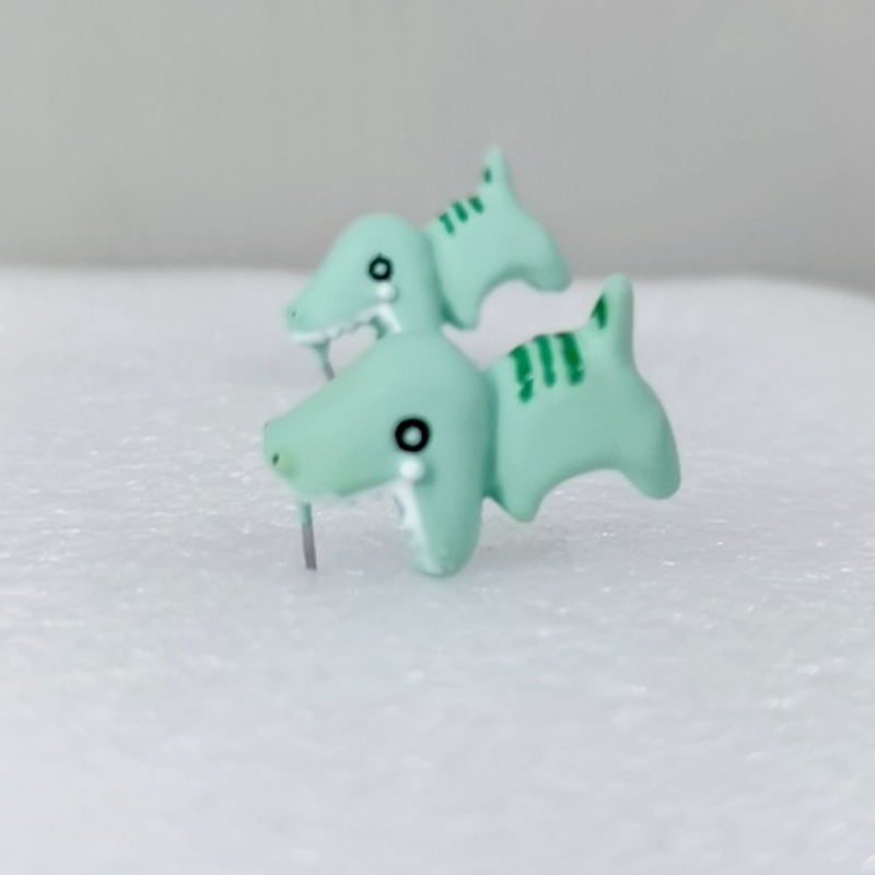 Cute Green Dinosaurs  Metal Earrings