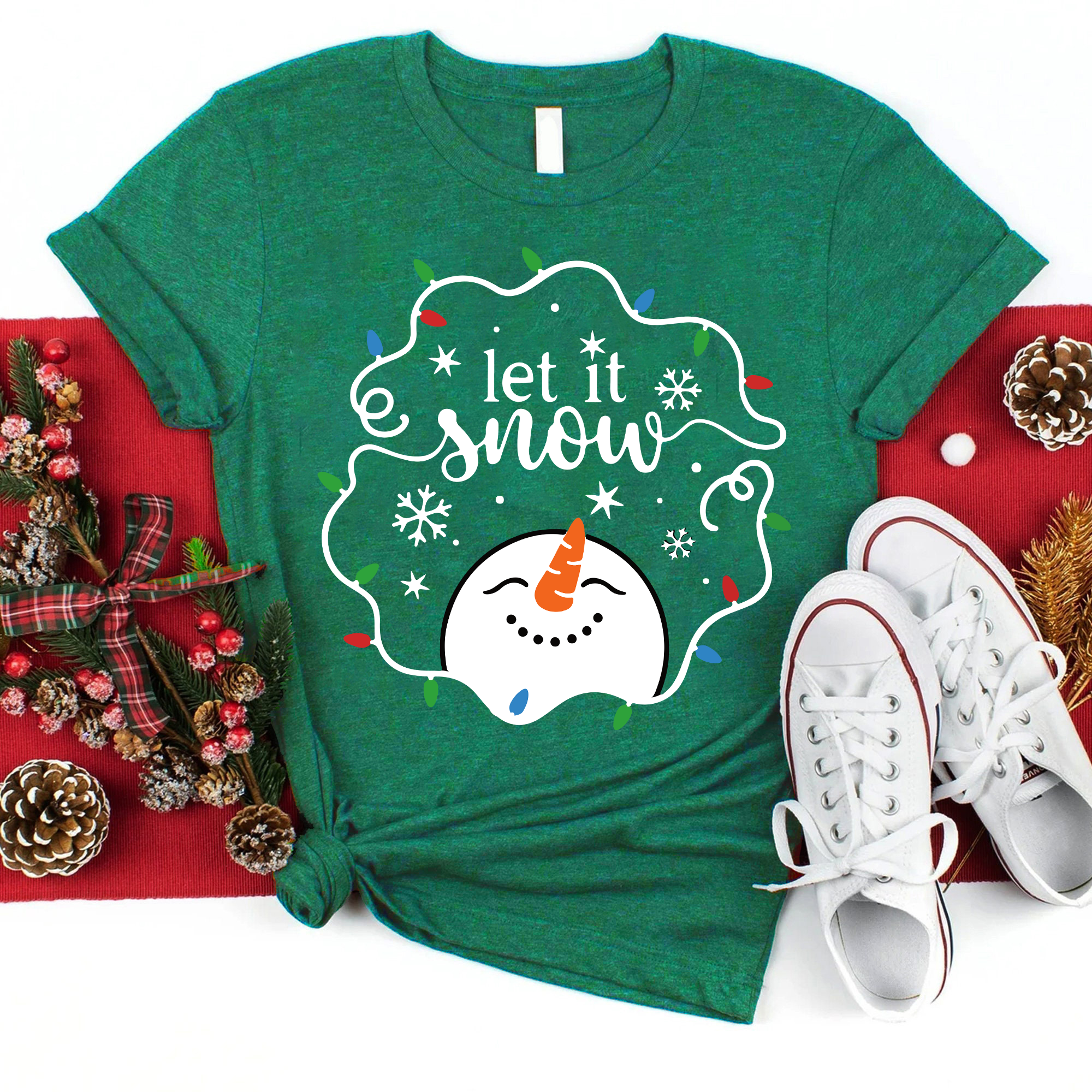 Let It Snow Snowman Teacher T-Shirt