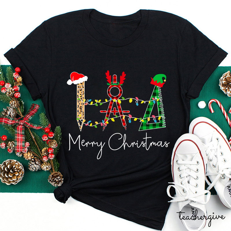 I Love Math And Merry Christmas Teacher T-Shirt