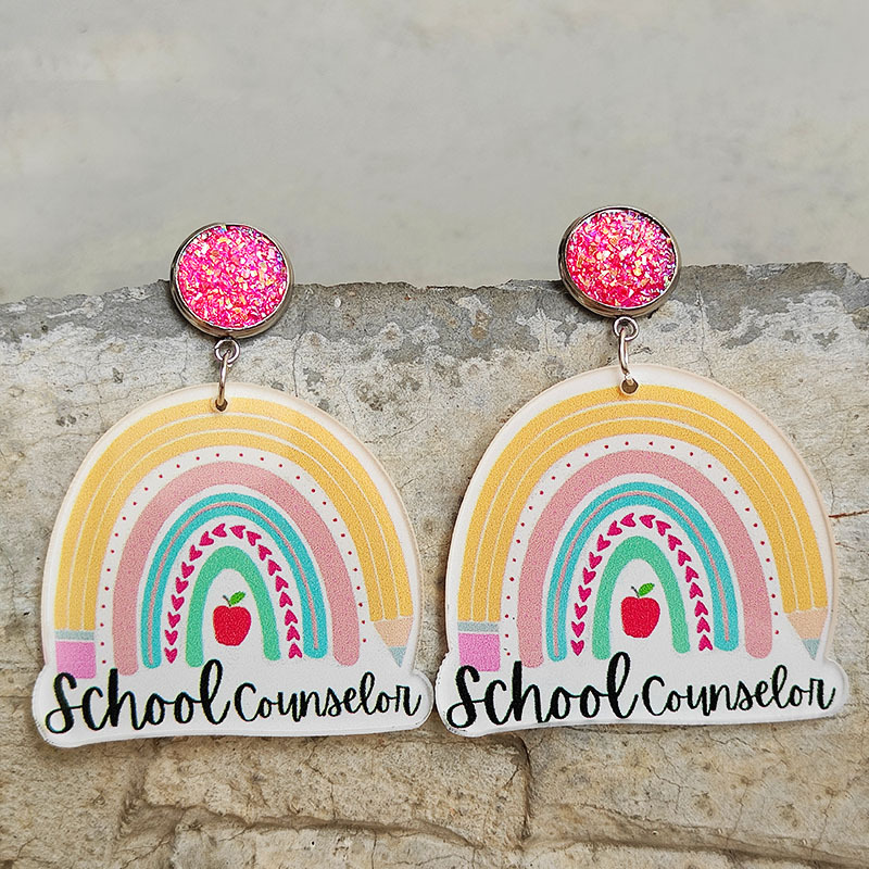 Rainbow School Counselor Acrylic  Earrings