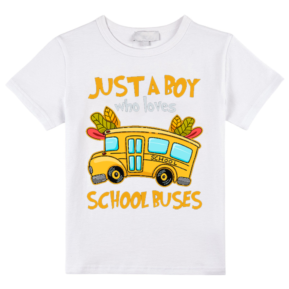 Just  A Boy Who Loves School Buses  Kids T-Shirt