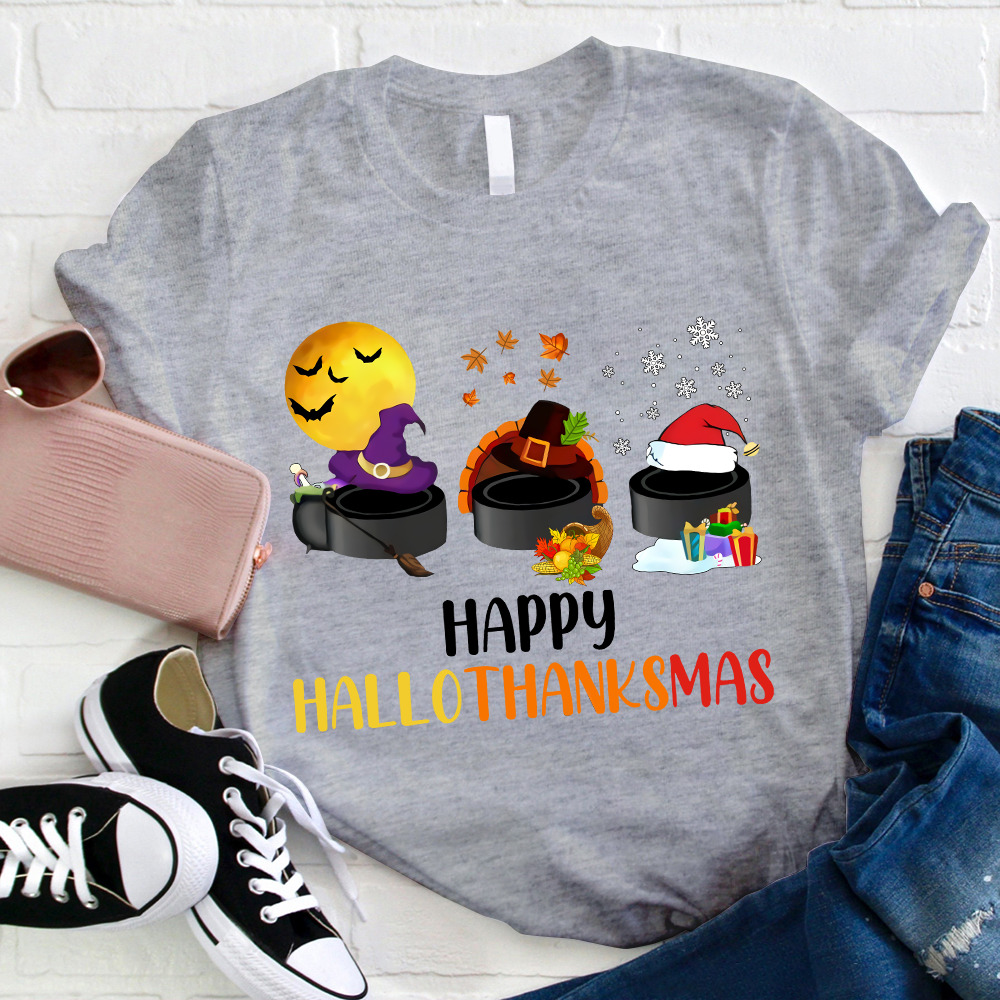 Hats Wish You Happy Hallothanksmas Teacher T-Shirt