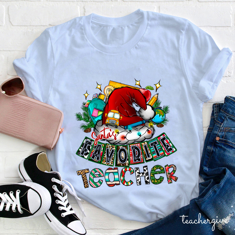 HO HO HO Santa's Favorite Teacher Teacher T-Shirt