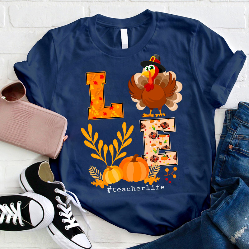 Turkey Pumpkin Love Teacher T-Shirt