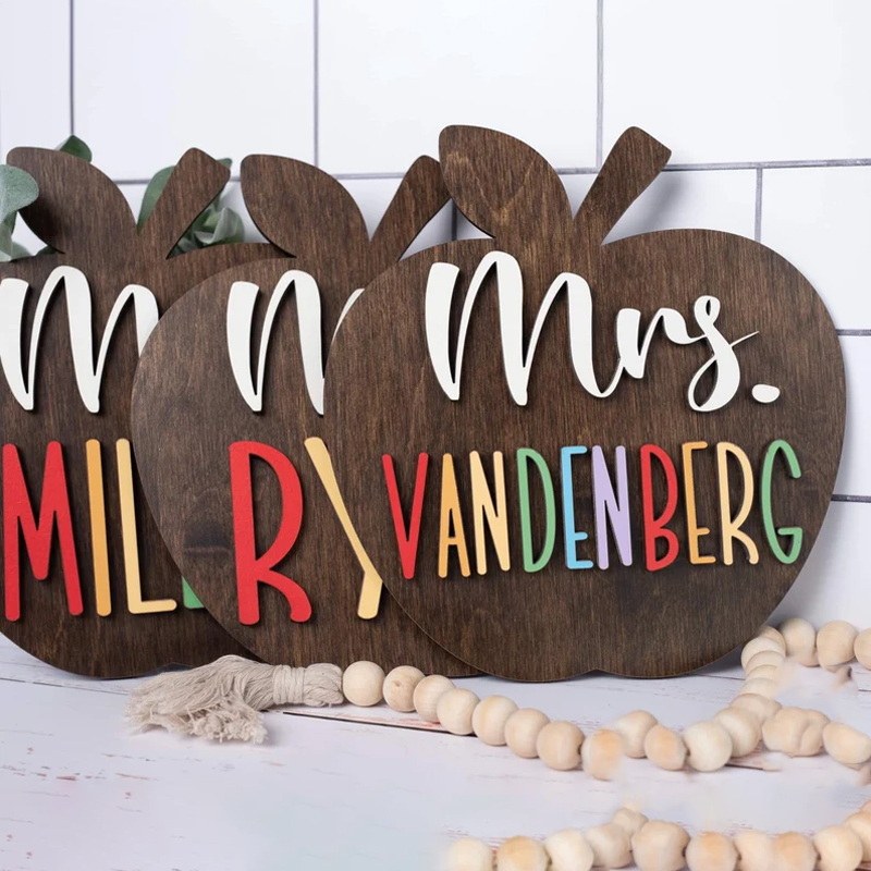 Personalized Teacher Apple Classroom Door Sign