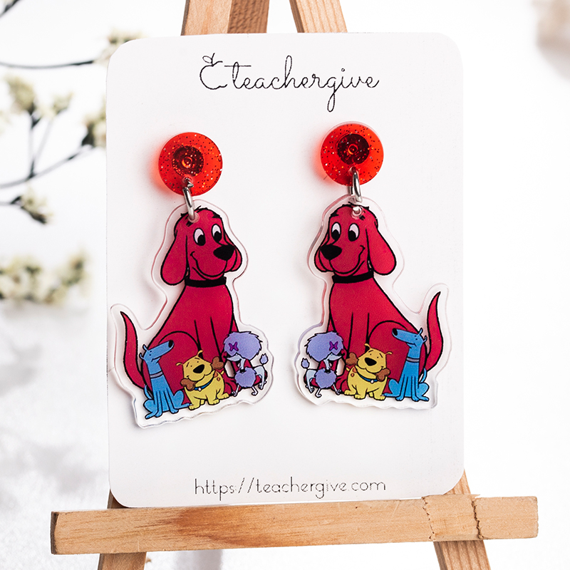 Clifford The Big Red Dog Acrylic Earrings