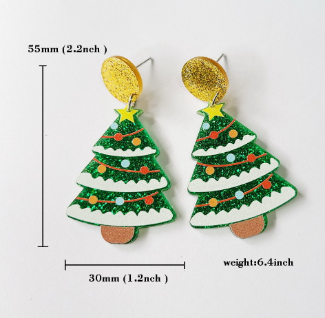 Shining Christmas Tree Acrylic Earrings