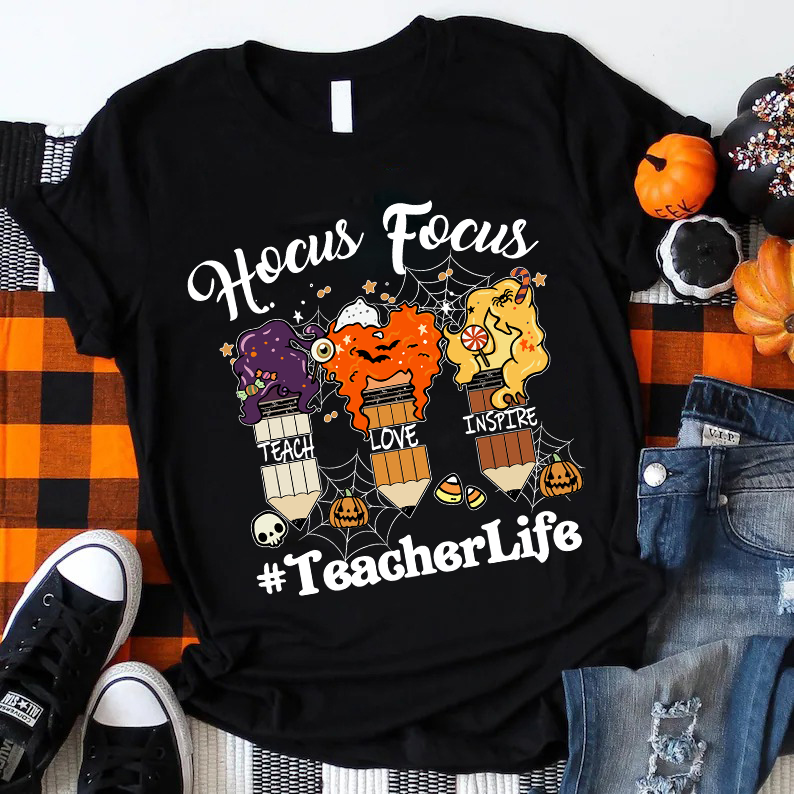 Hocus Pocus Pencil Teach Love Inspire Teacher T-Shirt