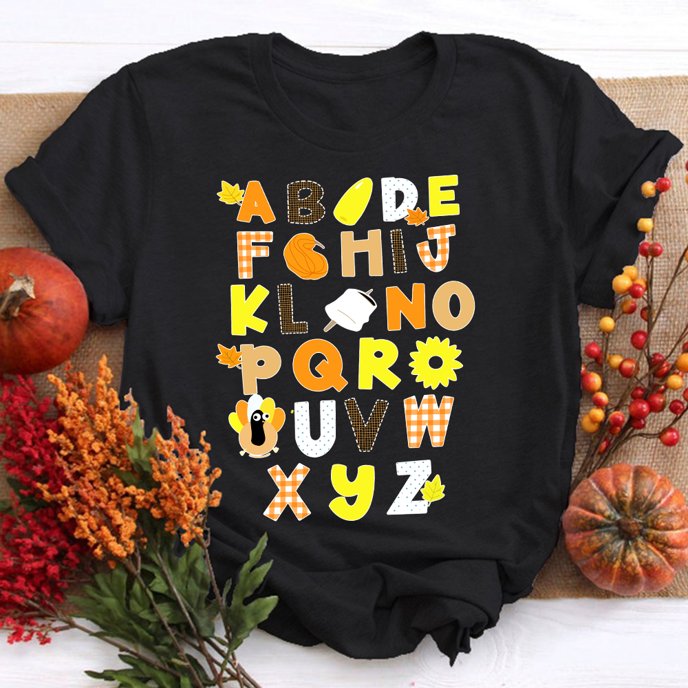 Autumn Element  Alphabet Teacher T-Shirt