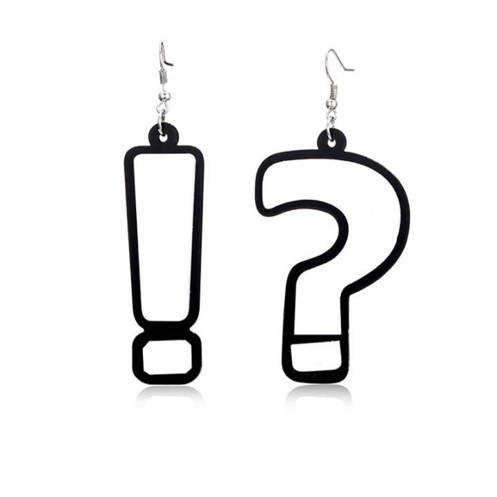 Teachergive Black and White Asymmetric Long Earrings sale