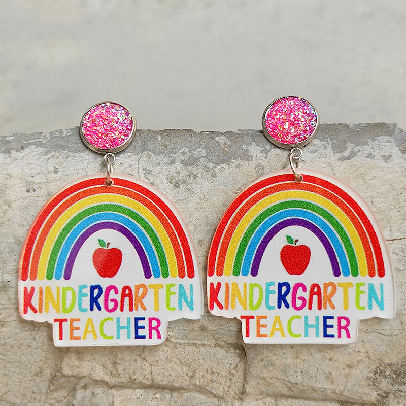 Rainbow Kindergarten Teacher  Acrylic  Earrings