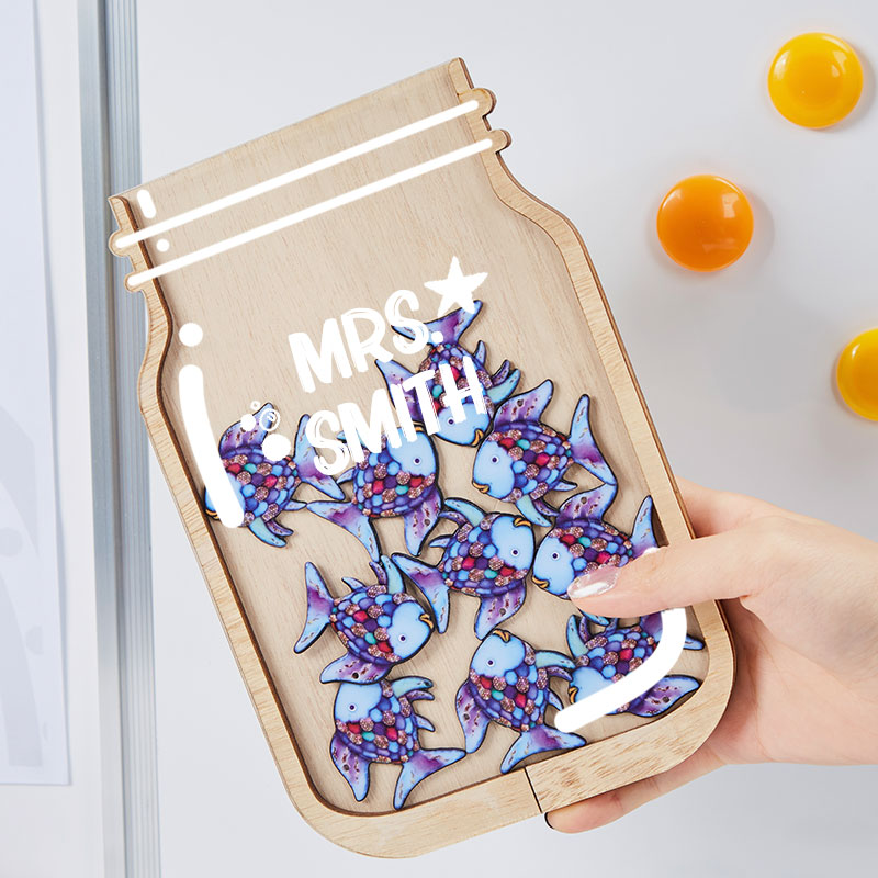 Personalized Fill The Jar With Purple Fish Teacher Reward Jar