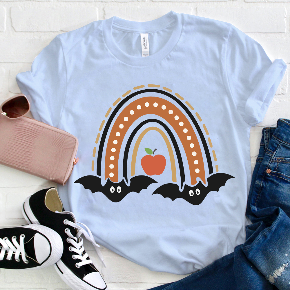 Halloween Bat Rainbow  T-Shirt