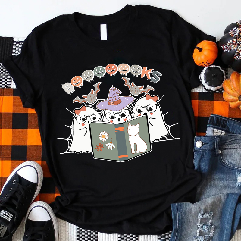 Ghosts Reading Booooooooks Teacher T-Shirt
