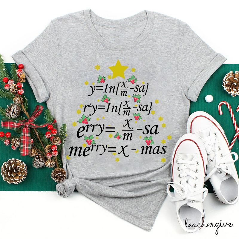 Merry Christmas Math Equation Teacher T-Shirt