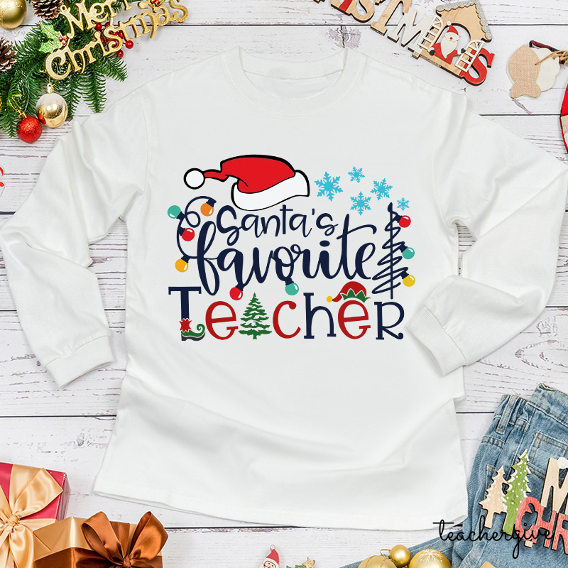 Santa's Favorite Teacher Long Sleeve T-Shirt