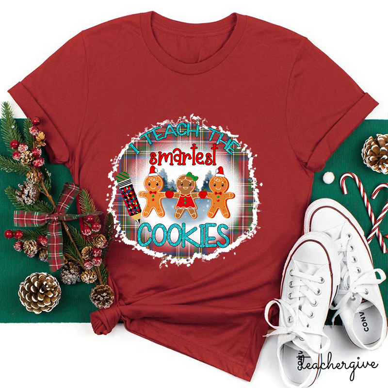 I Teach The Smartest Cookies Red Plaid Teacher T-Shirt