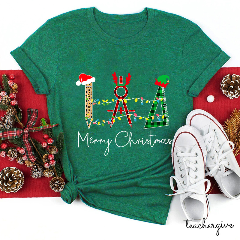 I Love Math And Merry Christmas Teacher T-Shirt