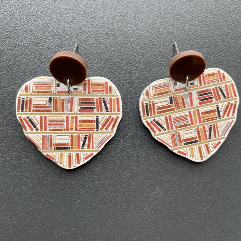 Heart-shaped Bookshelf   Acrylic  Earrings