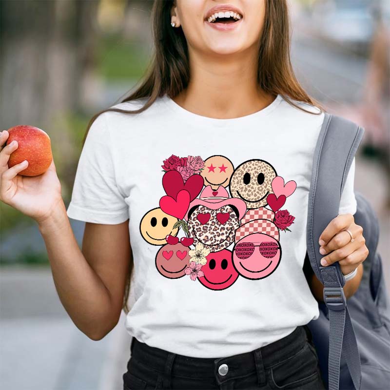 Happy Emoji Valentine Teacher T-Shirt