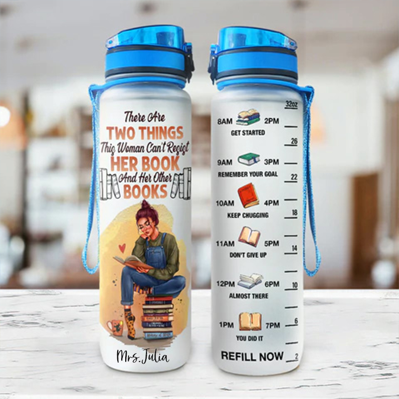 Personalized This Woman Can't Resist Her Book  Water Tracker Bottle