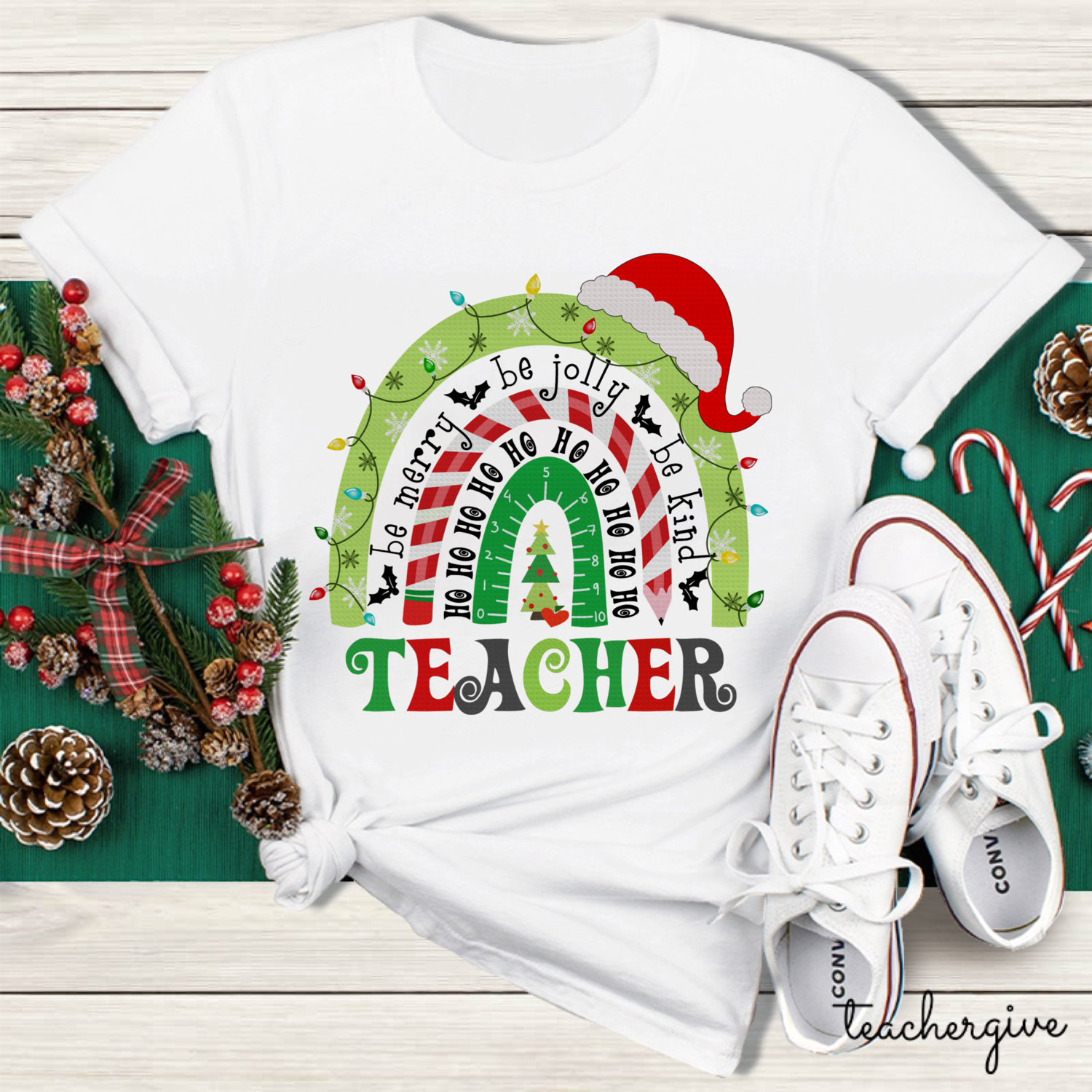 Be Merry Be Jolly Be Kind Teacher T-Shirt