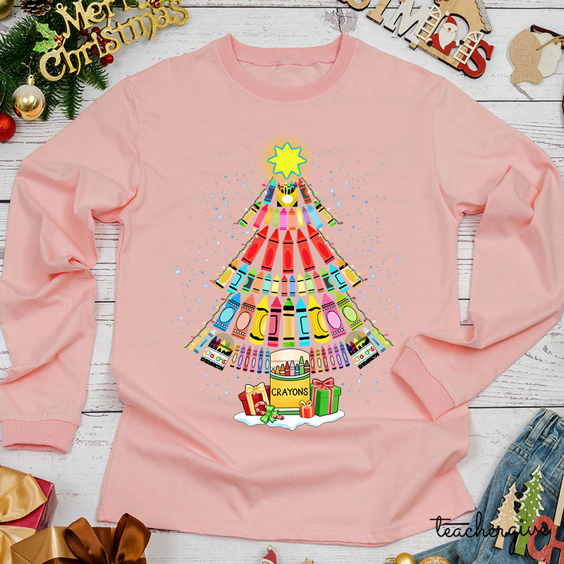 Come And Paint A Christmas Tree With Me Teacher Long Sleeve T-Shirt