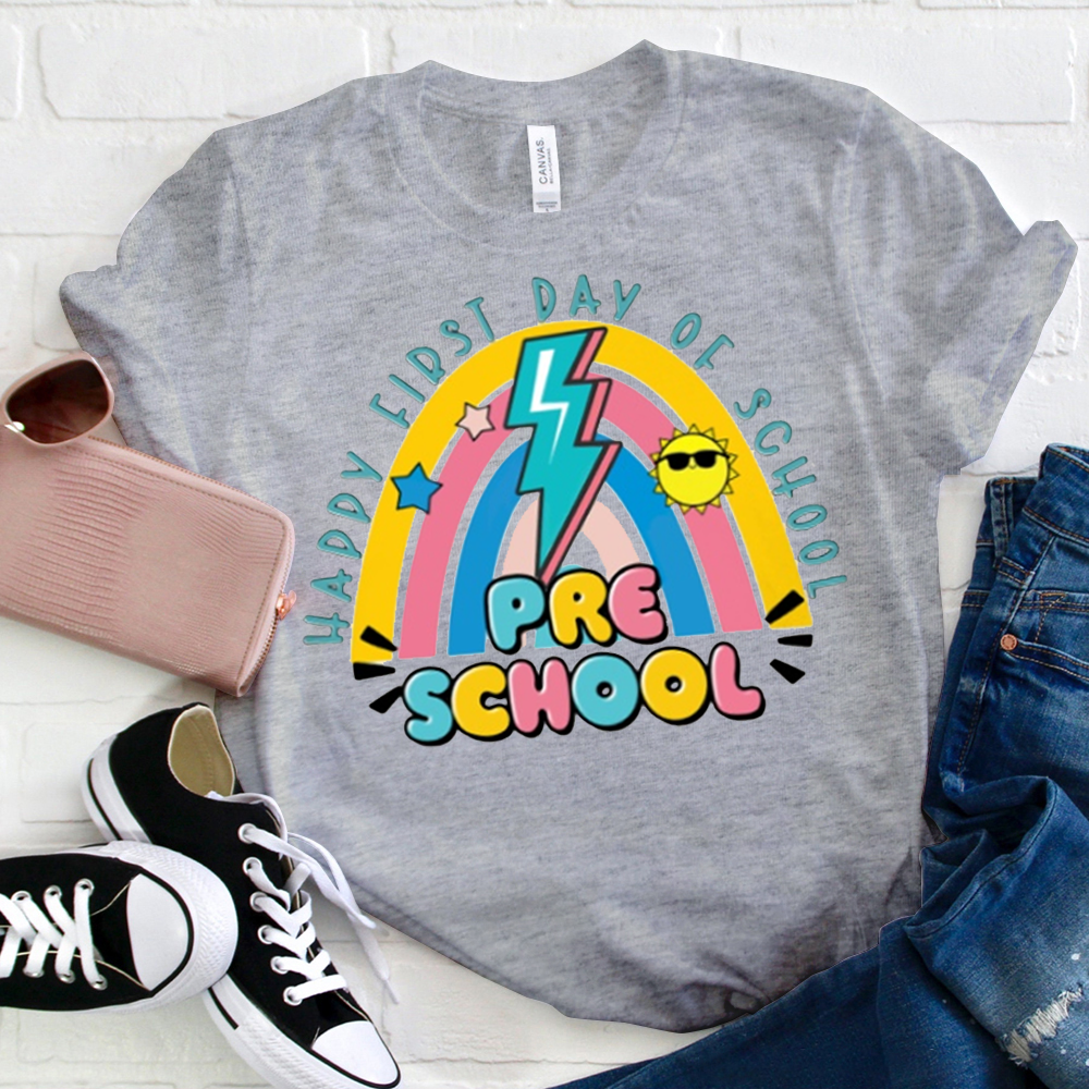 Personalized Happy First Day Of School Preschool  T-Shirt