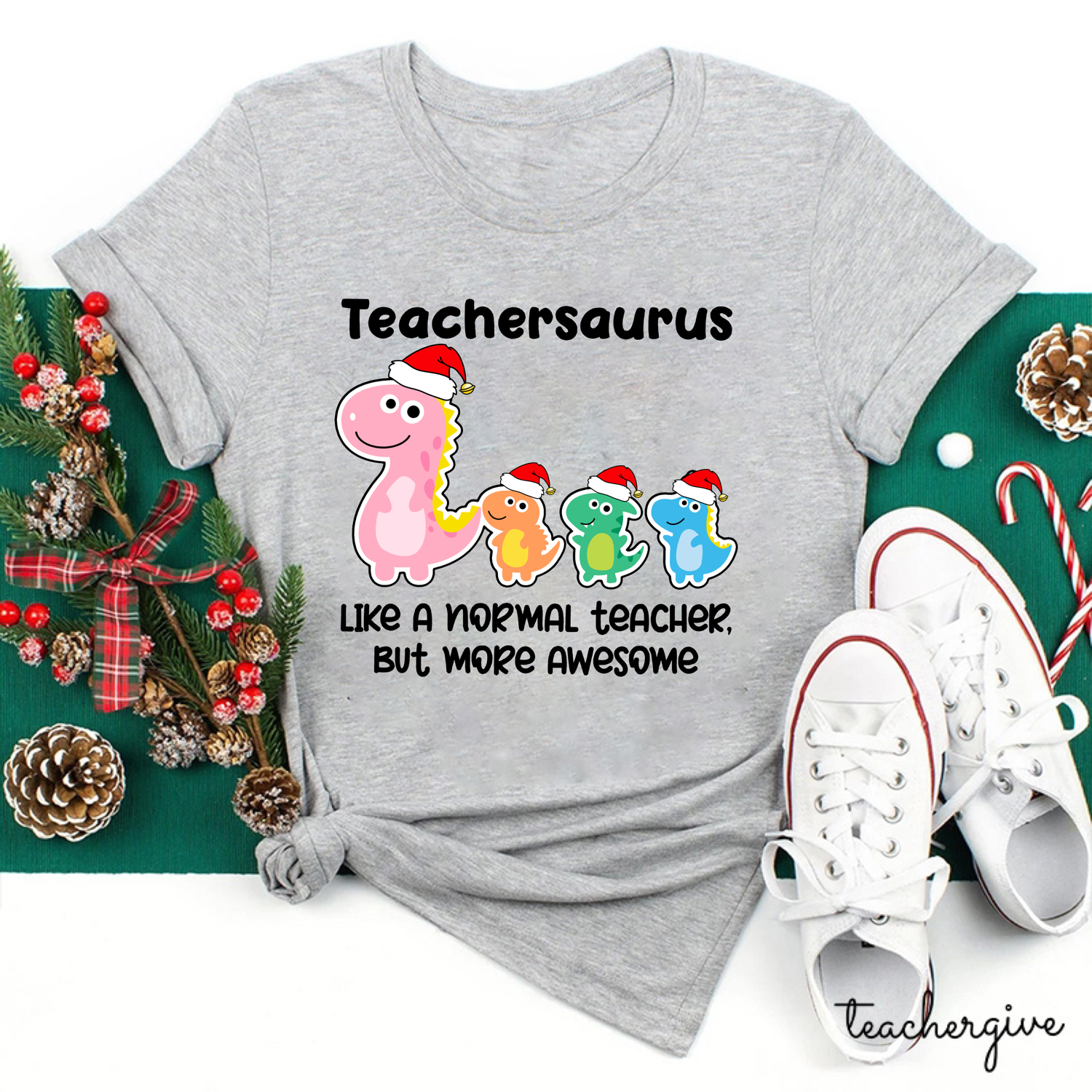 Christmas Teachersaurus Teacher T-Shirt