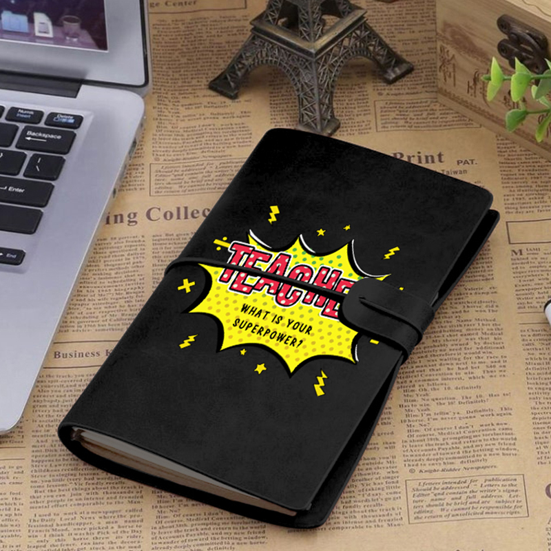 Teacher What Is Your Superpower Faux Leather Notebook