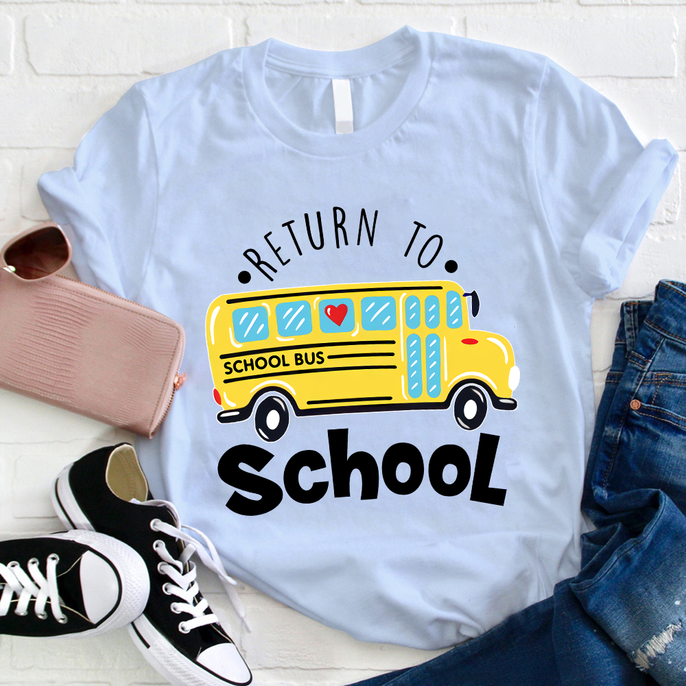 Return To School School Bus With Heart T-Shirt