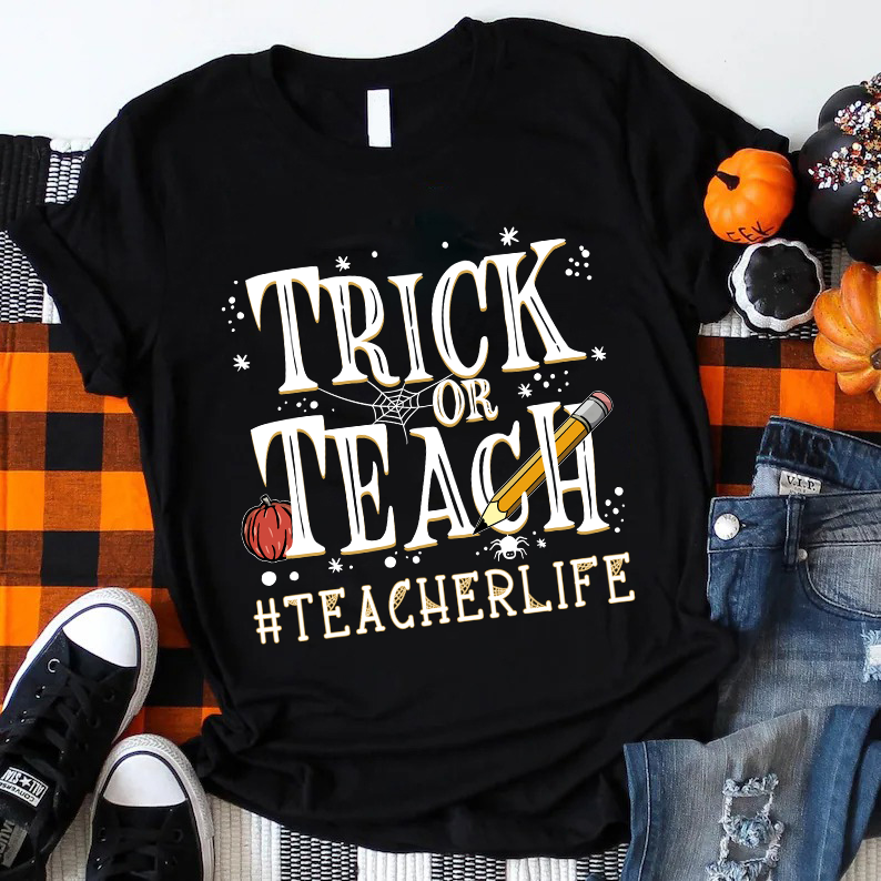 Trick Or Teach Halloween Spider T-Shirt