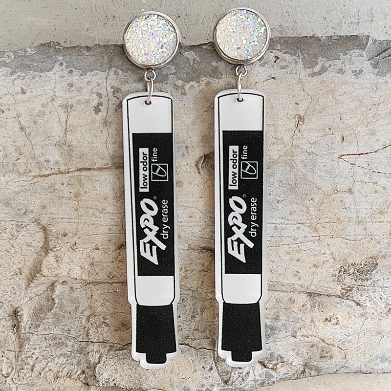 Cartoon Mark Pens  Acrylic  Earrings