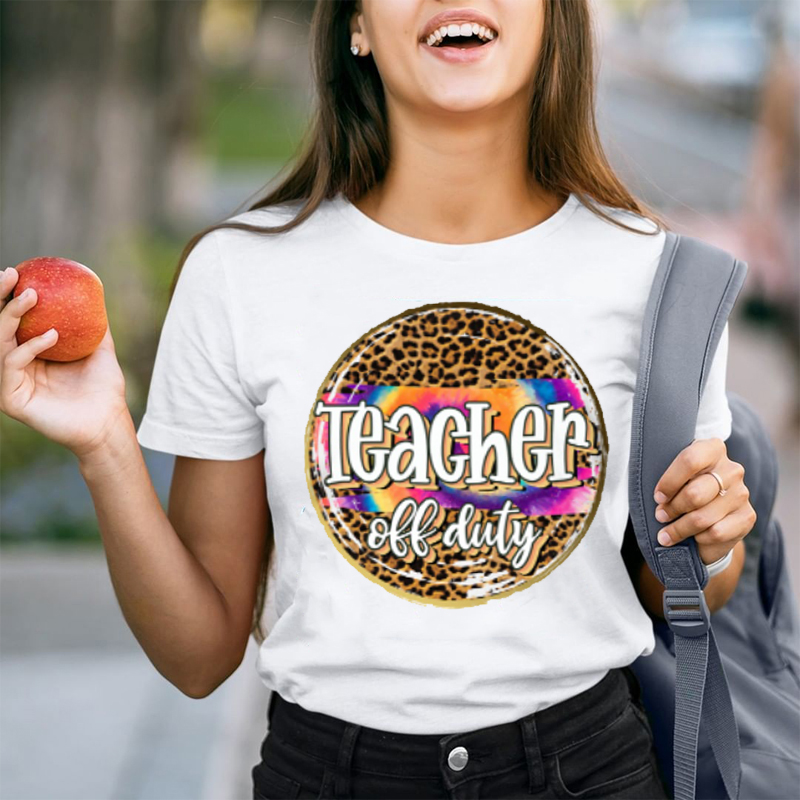 Teacher Off  Duty Leopard Print Round T-Shirt