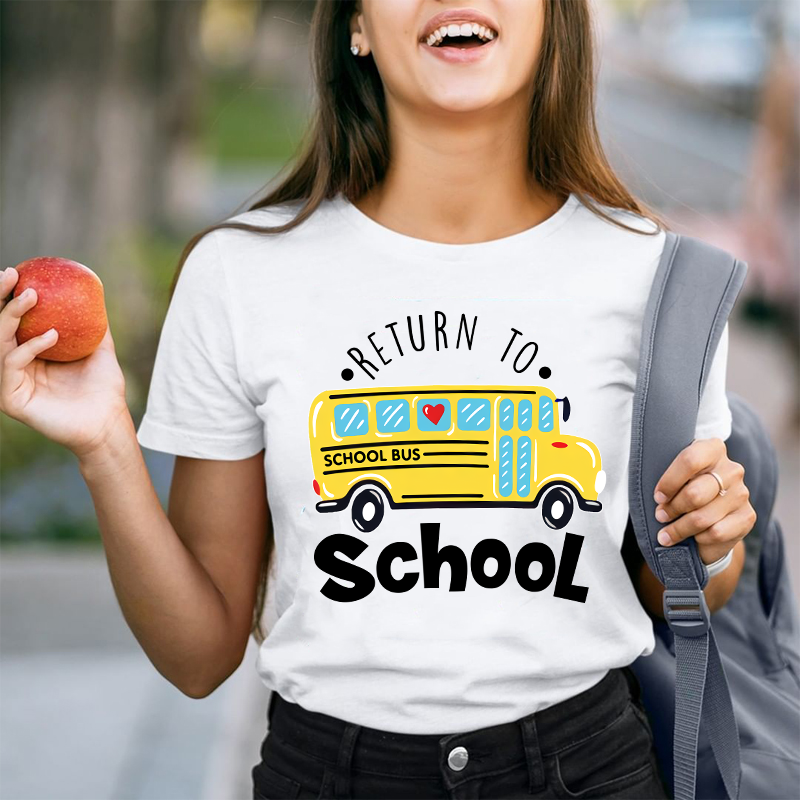 Return To School School Bus With Heart T-Shirt