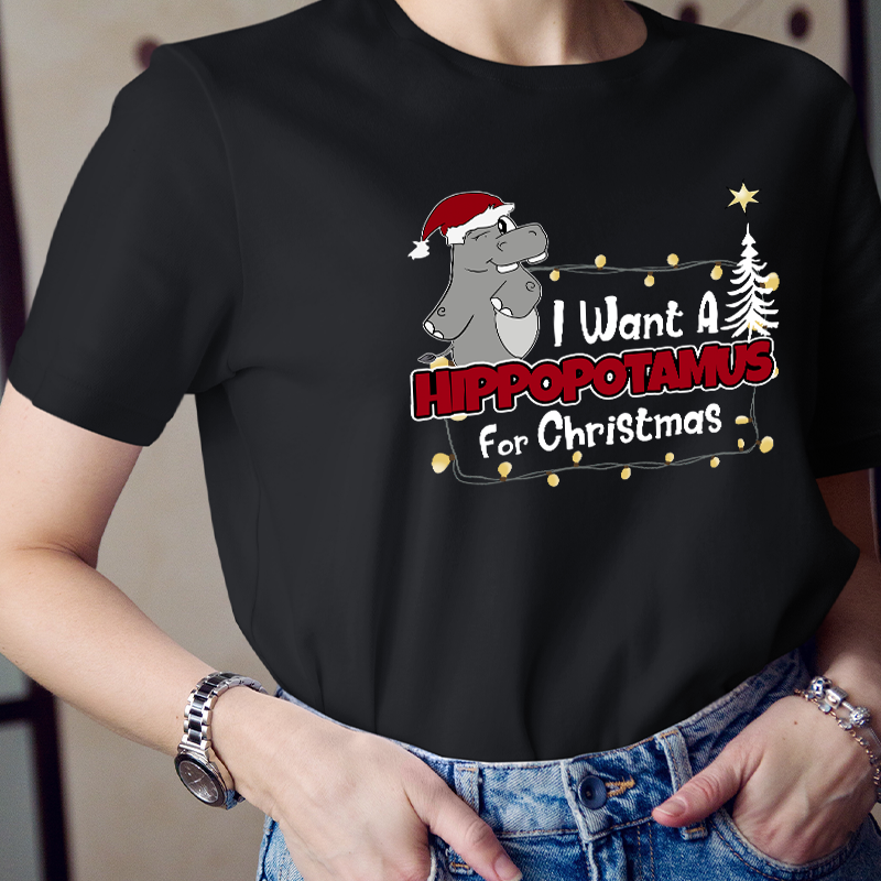 I Want A Hippopotamus For Christmas Teacher T-Shirt