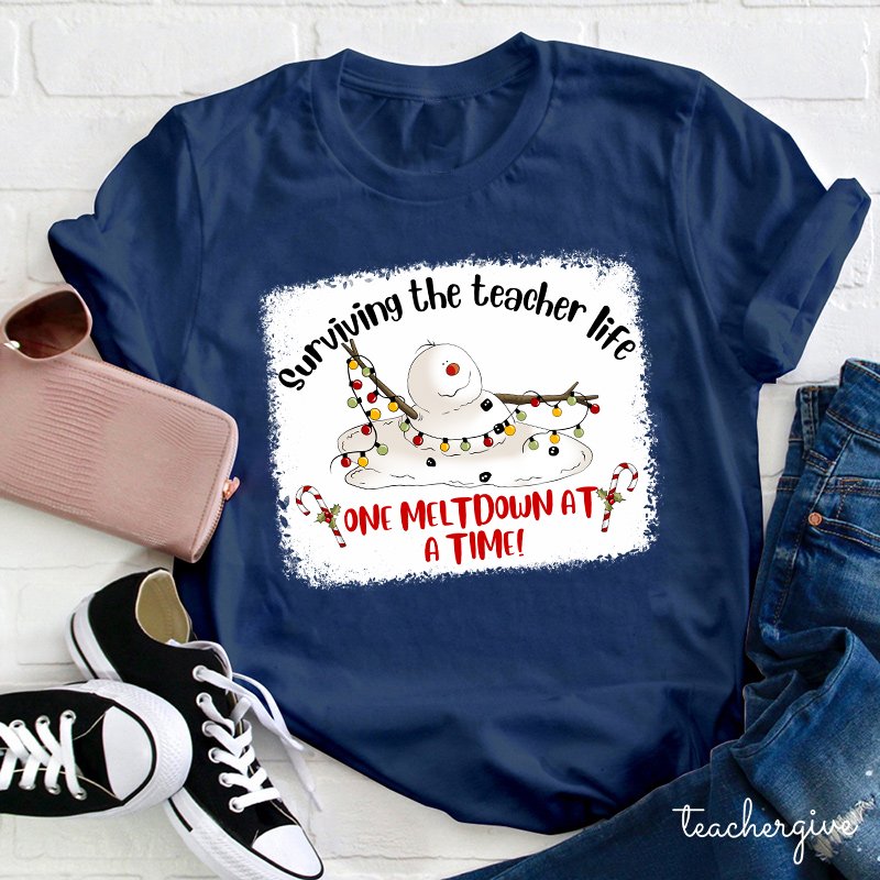 Surviving The Teacher Life One Meltdown At A Time Teacher T-Shirt