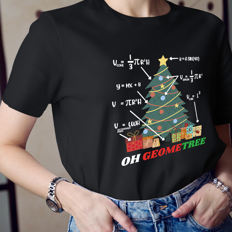 Oh Geometree Christmas Teacher T-Shirt
