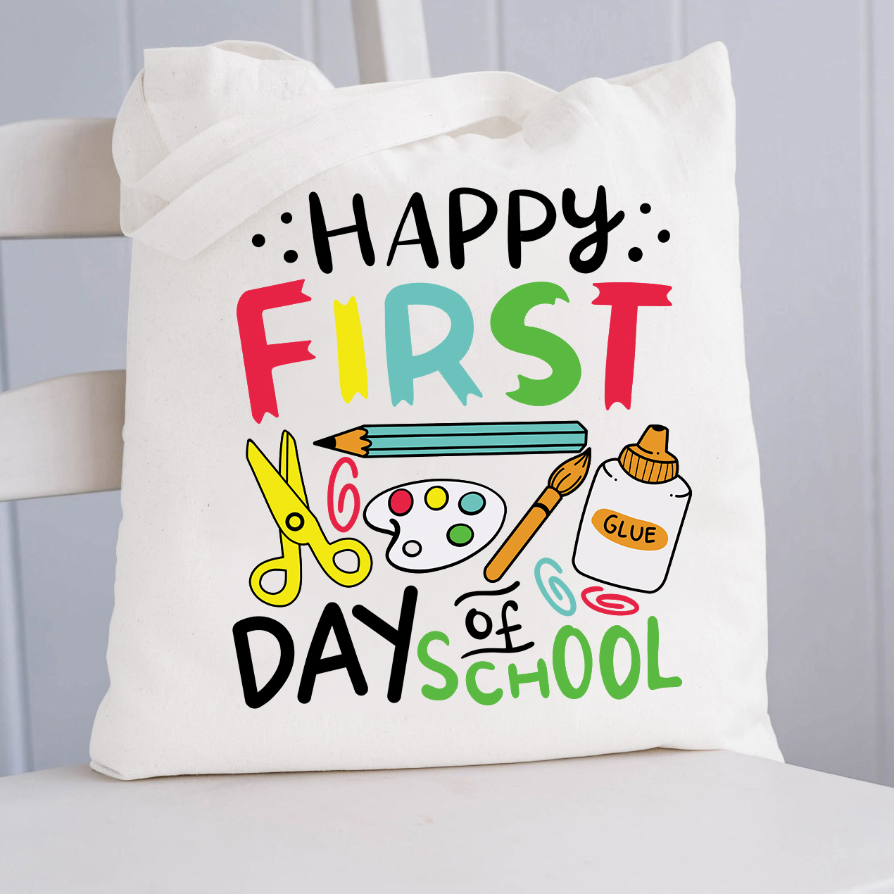 Happy First Day Of School Pigment Tote Bag