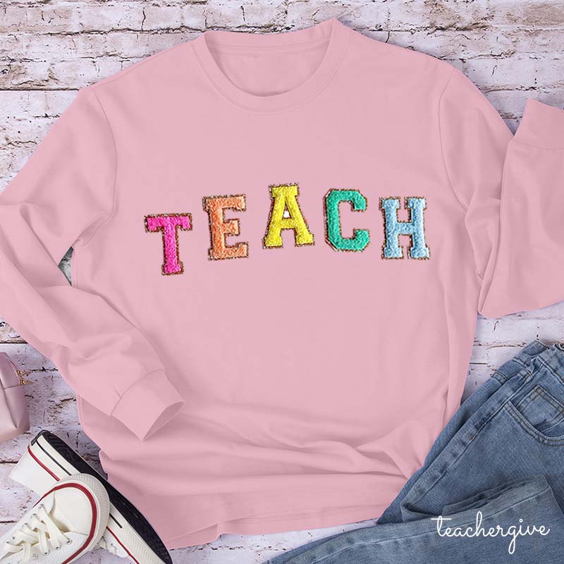 Letter Stickers Teacher Long Sleeve T-Shirt