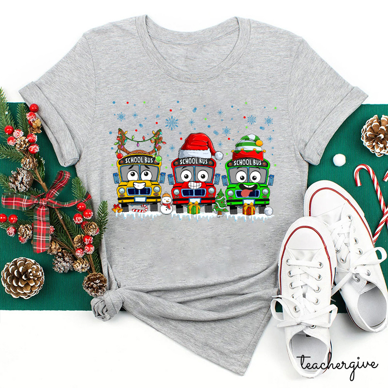 School Bus And Presents Teacher T-Shirt