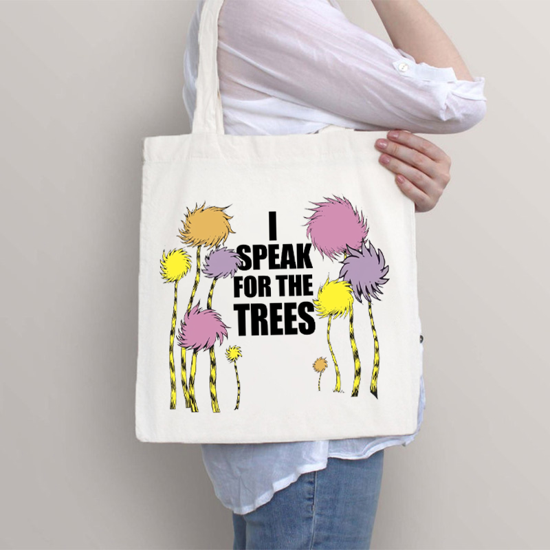 I Speak For The Trees Cartoon Trees Tote Bag