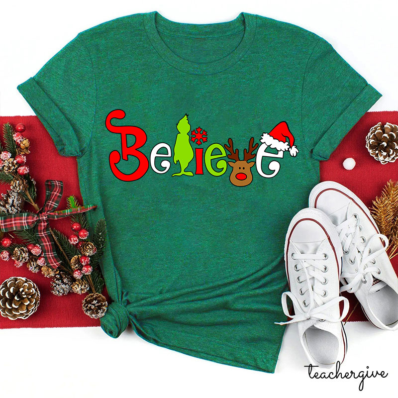 What A Merry Winter Believe Teacher T-Shirt