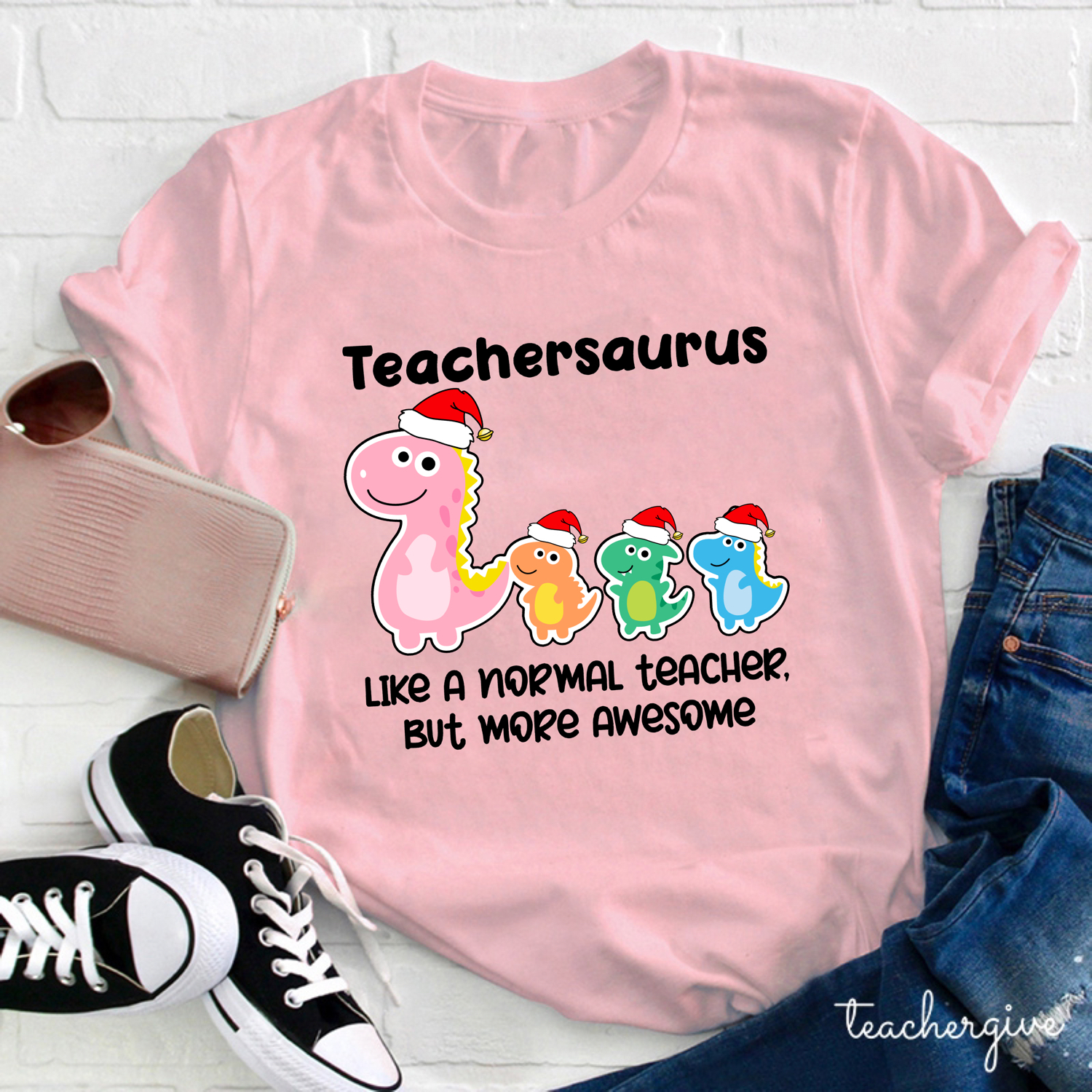 Christmas Teachersaurus Teacher T-Shirt