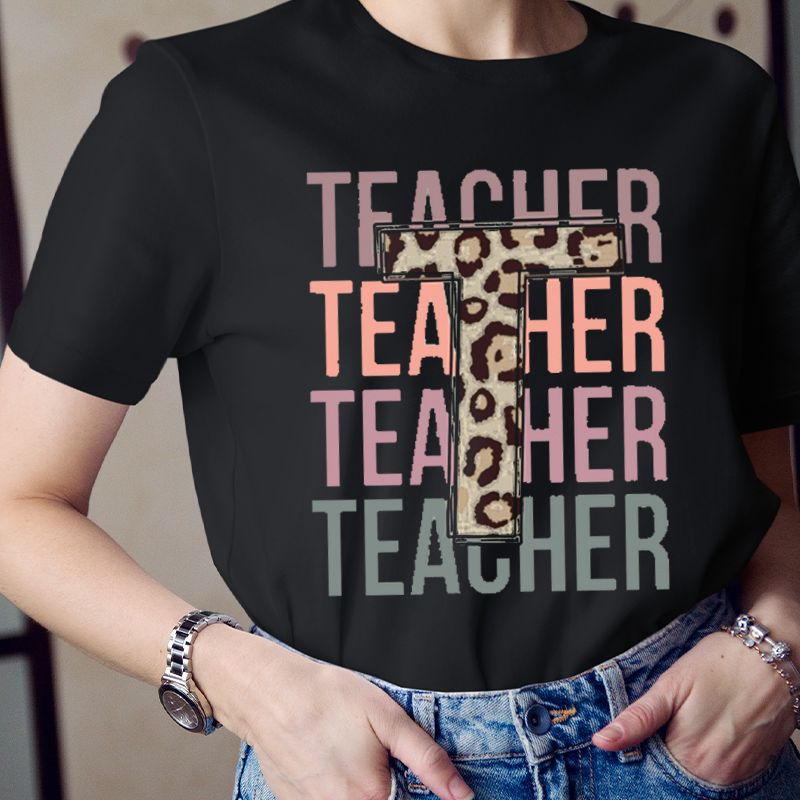 Teacher Teacher Teacher T Leopard Print T-Shirt