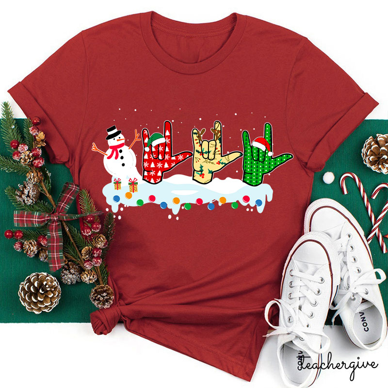 Rock And Roll With Christmas Teacher T-Shirt