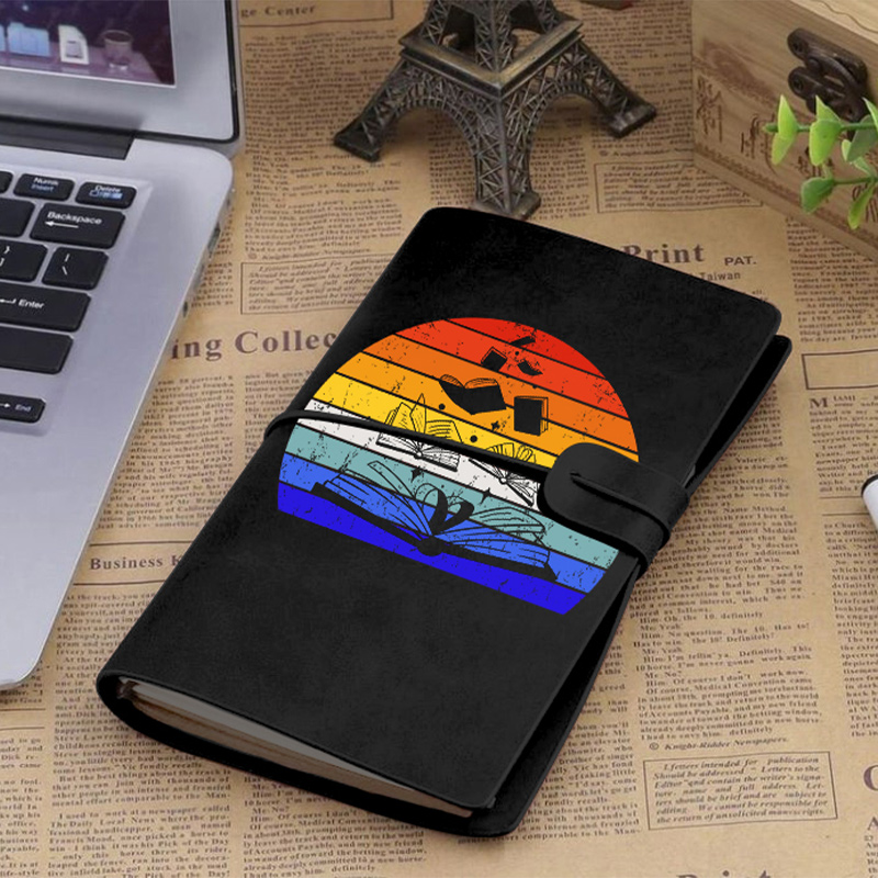 Retro Books Faux Leather Notebook